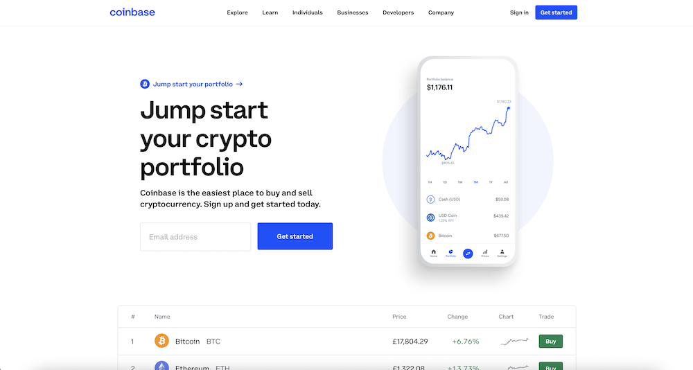 Coinbase Website Homepage