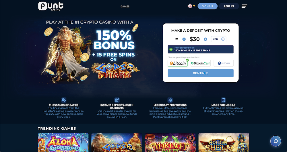 Punt Casino Homepage