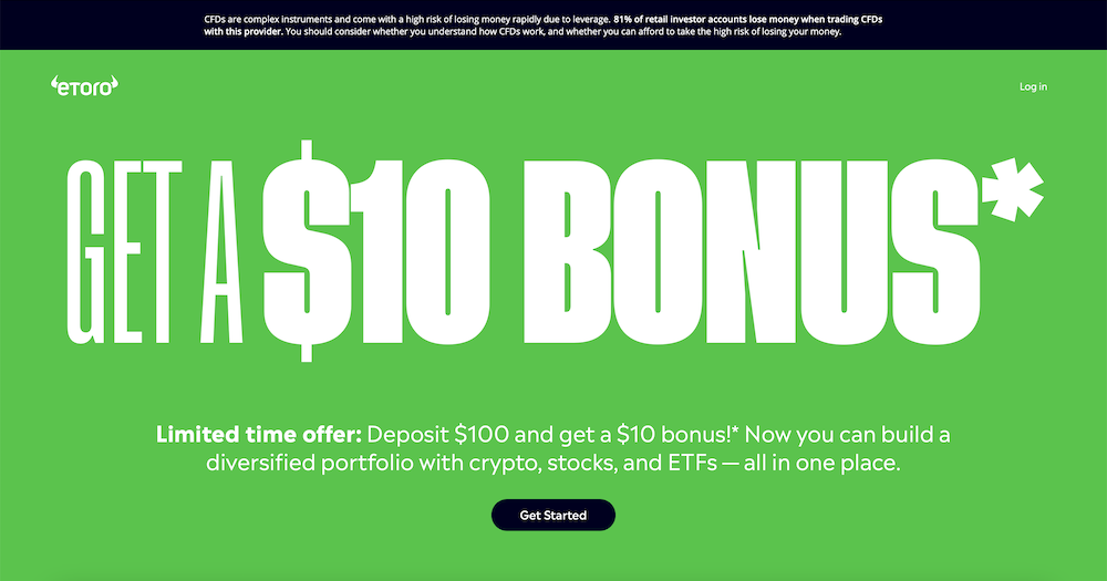 eToro $10 Free Bonus